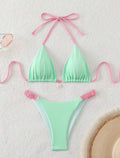Turquoise with Pink Details 2pc Bikini Set