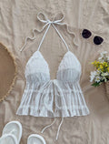 Backless White Halter Tie Top