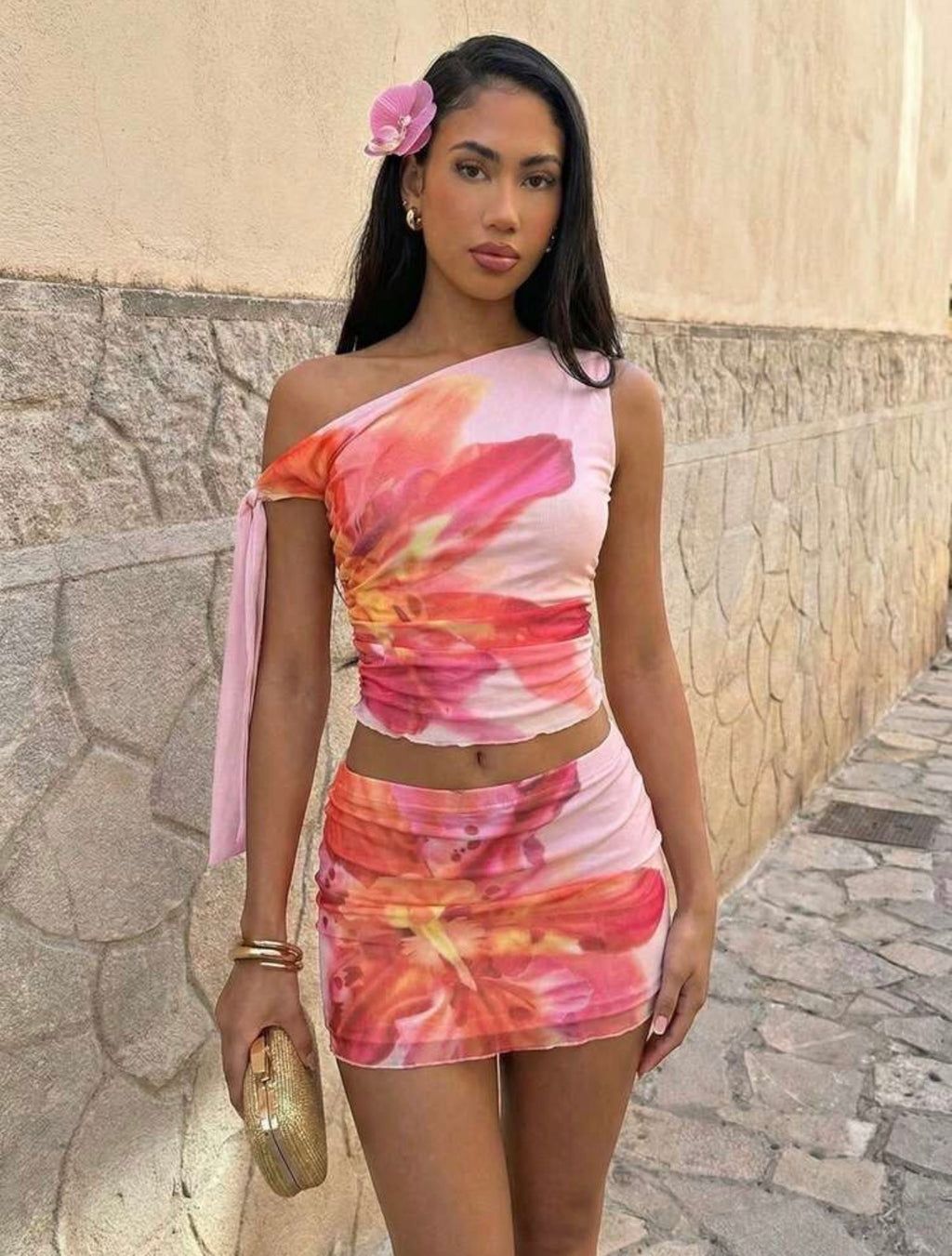 2pc Floral top & Skirt