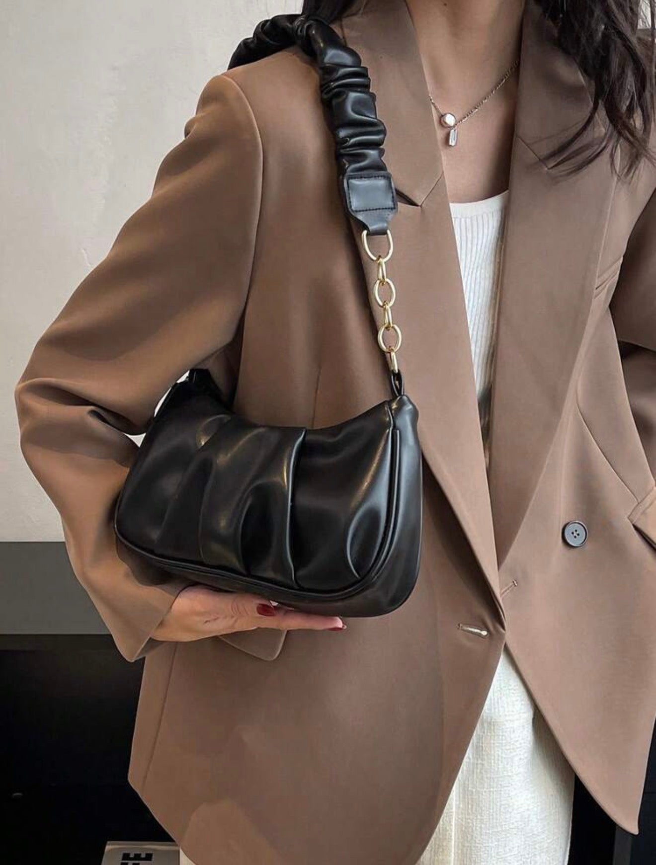 Vintage Pleated Shoulder Bag