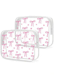 Clear white & pink bows Cosmetic bag 1pcs